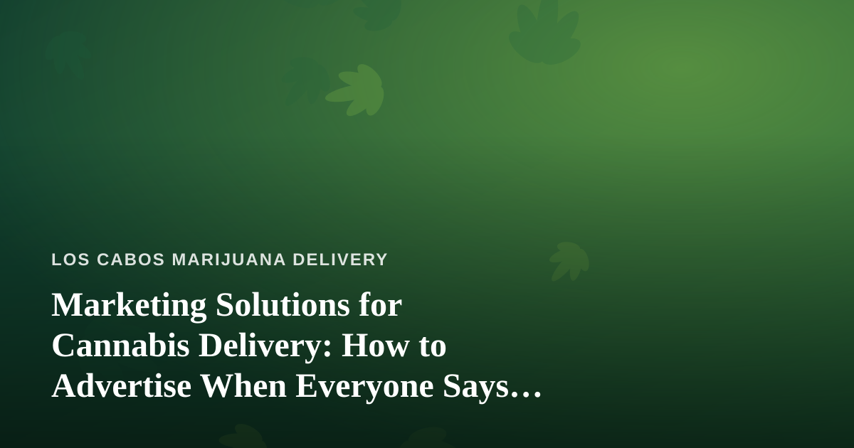 Marketing Solutions for Cannabis Delivery: How to Advertise When Everyone Says You Can’t