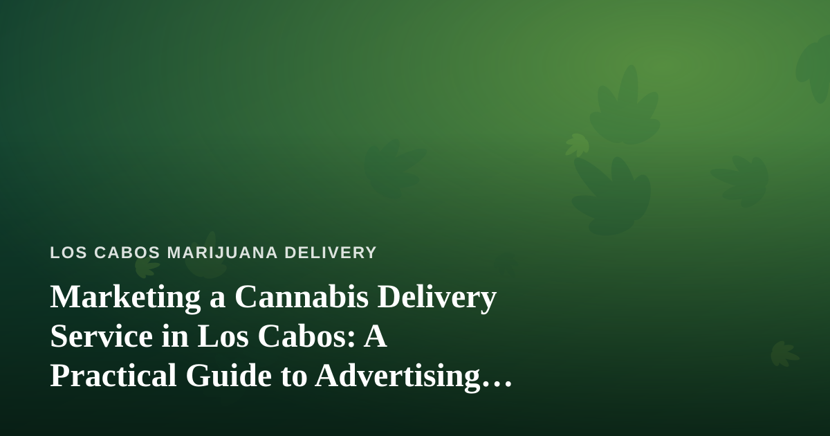 Marketing a Cannabis Delivery Service in Los Cabos: A Practical Guide to Advertising That Actually Works