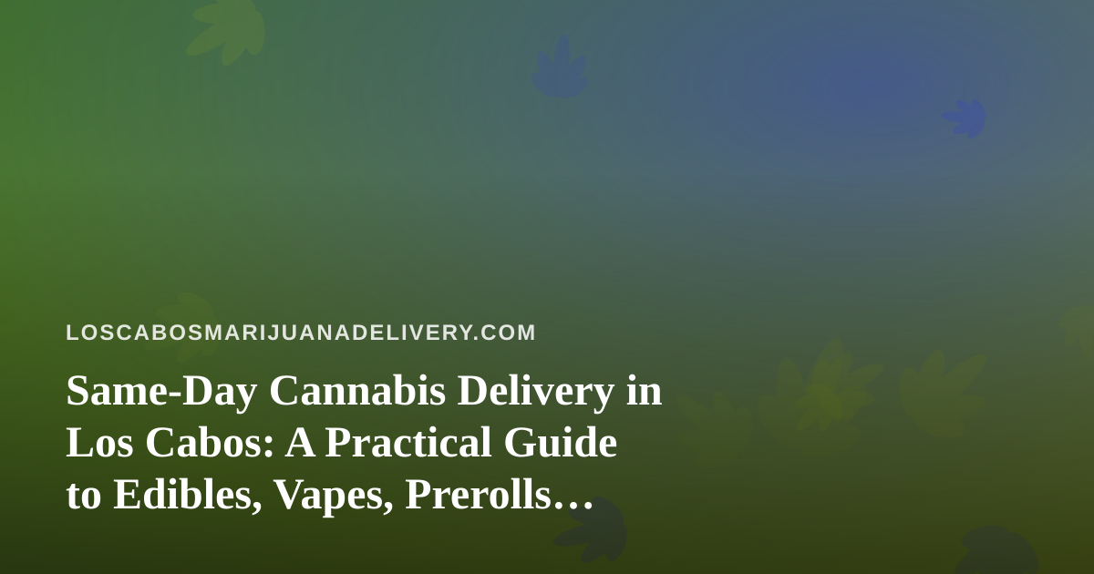 Same-Day Cannabis Delivery in Los Cabos: A Practical Guide to Edibles, Vapes, Prerolls, Flower, and Concentrates