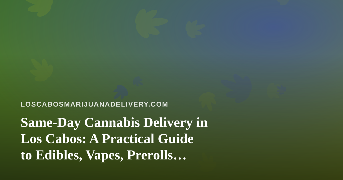Same-Day Cannabis Delivery in Los Cabos: A Practical Guide to Edibles, Vapes, Prerolls, Flower, and Concentrates