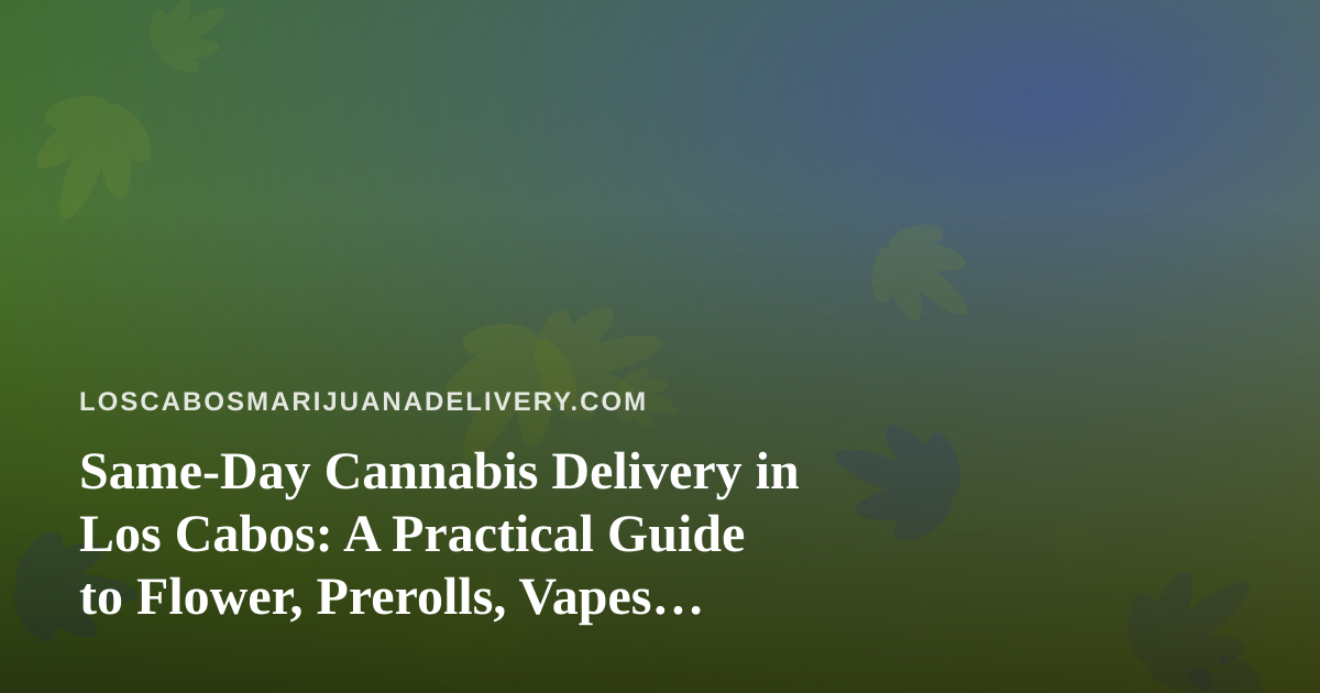 Same-Day Cannabis Delivery in Los Cabos: A Practical Guide to Flower, Prerolls, Vapes, Edibles and Concentrates