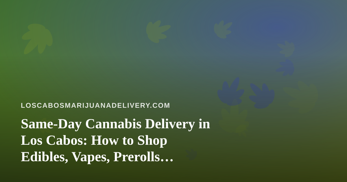 Same-Day Cannabis Delivery in Los Cabos: How to Shop Edibles, Vapes, Prerolls, Flower and Concentrates Wisely